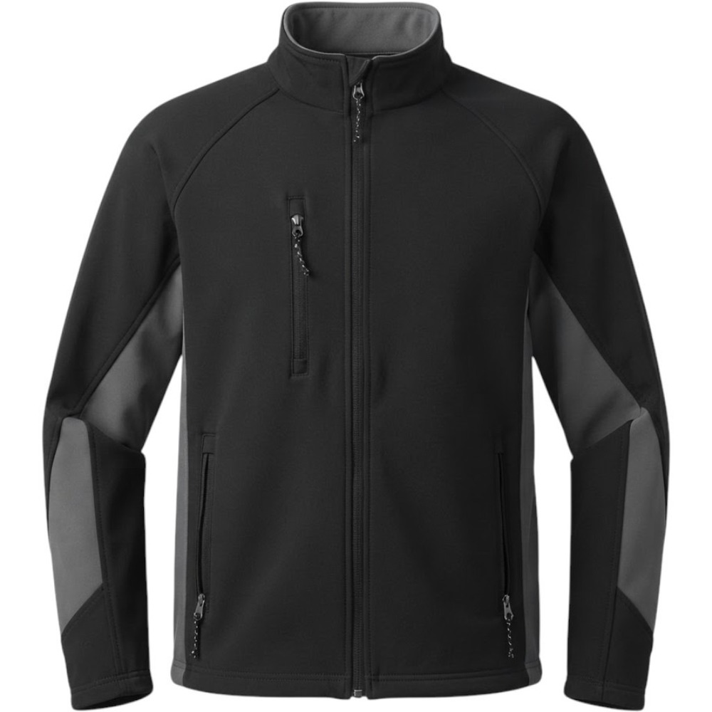 Fossa Men's Softshell Jacket Black Gray Large Utility Salt Lake City Logo EUC
